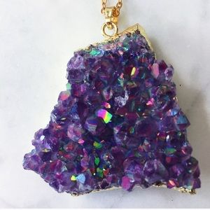 Aurora Borealis Amethyst Druzy Quartz Necklace